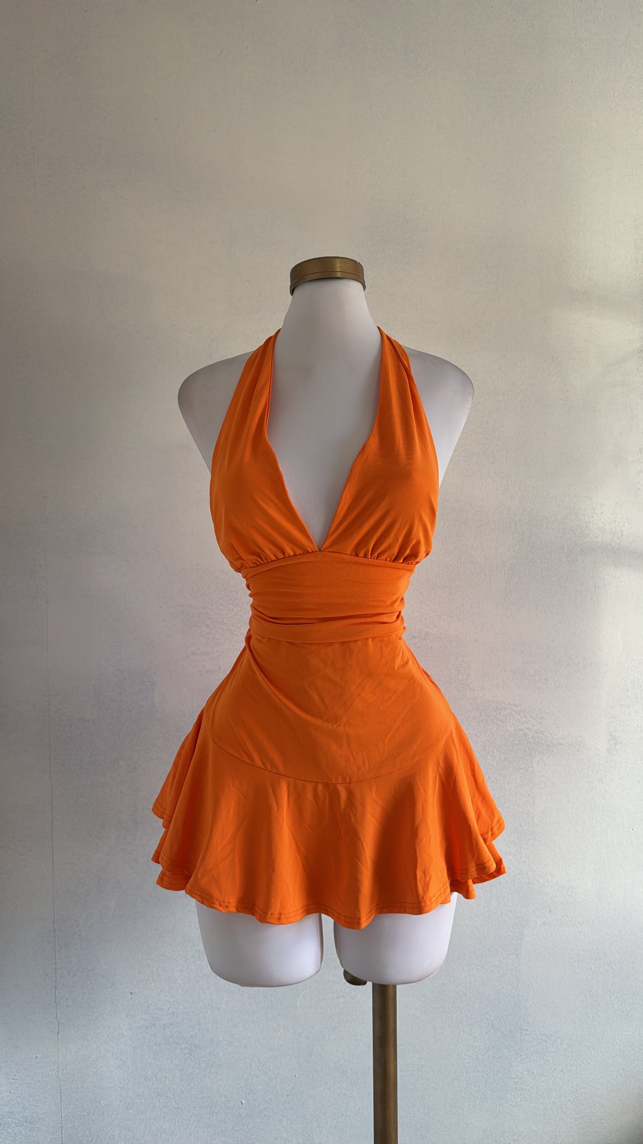 Vestido naranja corto de bolero