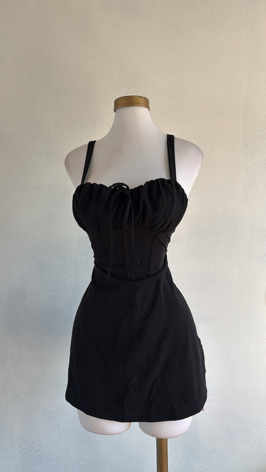 Vestido semi corset corto negro