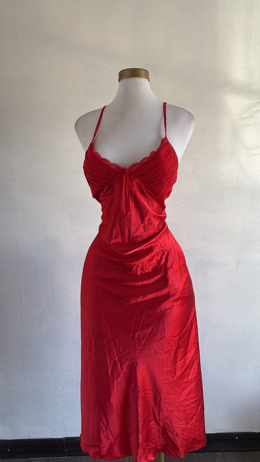 Vestido rojo satinado