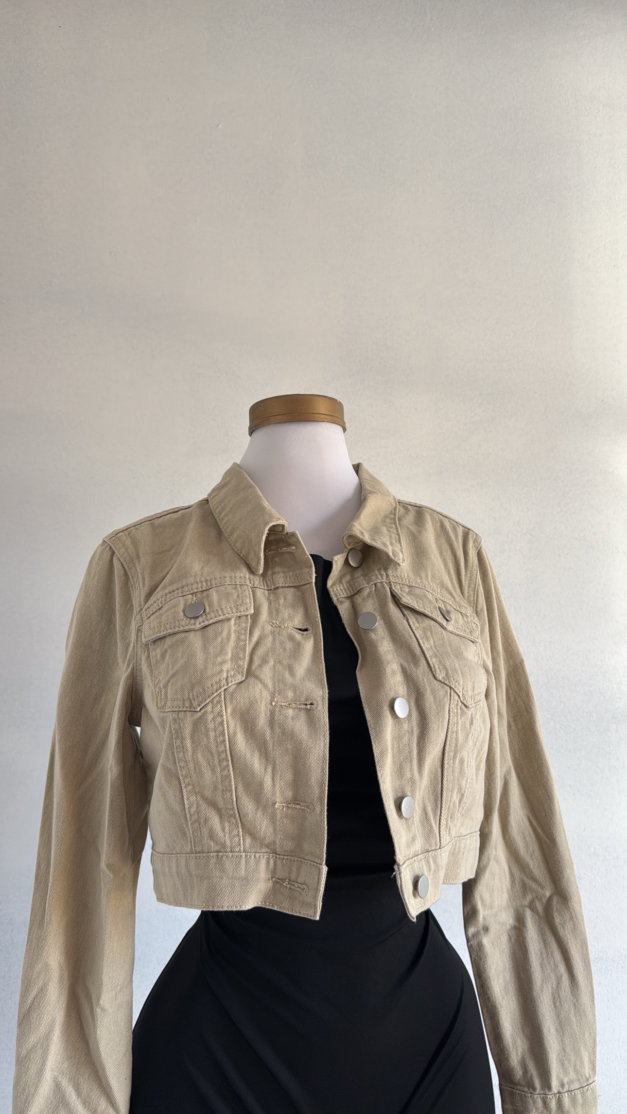 Jacket mezclilla beige botones