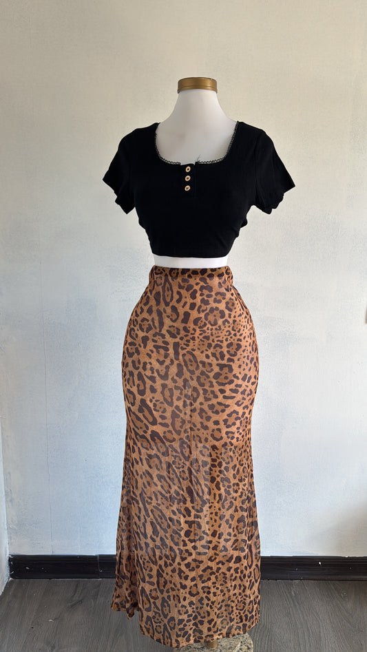 Conjunto de falda transparente print